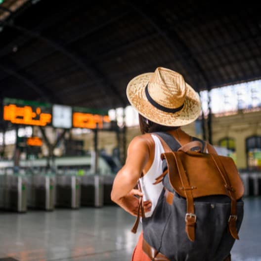 girl in airport ready to travel